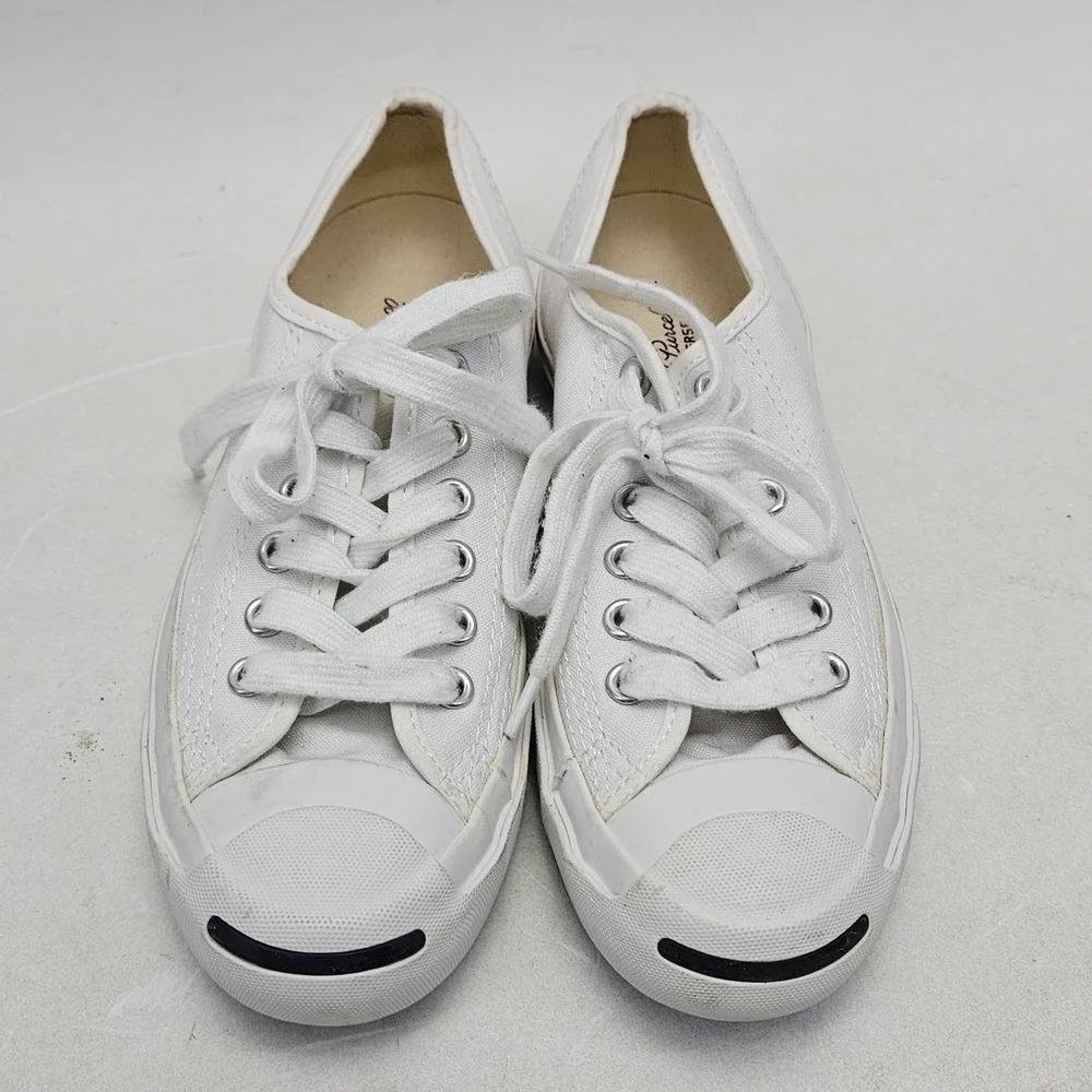 Converse Jack Purcell White Canvas Low Top Sneakers Womens 5 Youth 3.5 5Q698